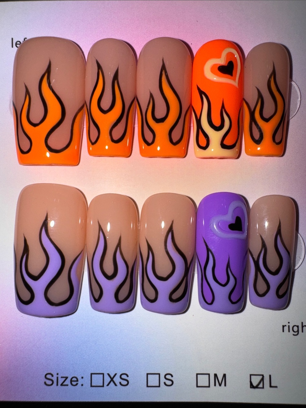 Flame Accent Press-On Nails